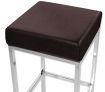 2 x Stylish Square Bar Stool with Chrome Frame Legs - Brown
