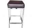 2 x Stylish Square Bar Stool with Chrome Frame Legs - Brown
