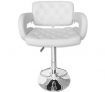 2 x Square Stylish Bar Stool with Backrest - White