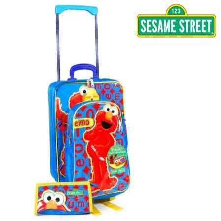 Sesame Street Elmo Kids Luggage Set 3 Piece Drag Along Bag