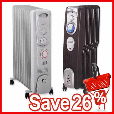 Column Oil Heater Radiator Bundle - 2400W 11 Fin & 1500W 7 Fin - Save 26%