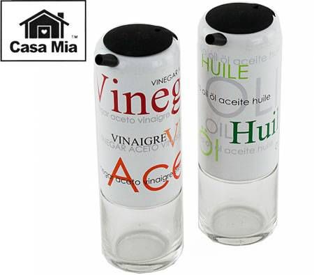 Casa Mia Glass Jars - Set of 2 for Oil & Vinegar