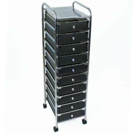 Home Office Storage Trolley With 10 Drawers Black Crazy Sales