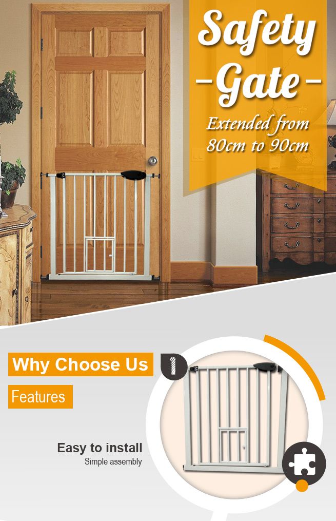 Pet Barrier Gate With Cat Door 80cm 90cm