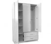3 Door Wardrobe Storage Cabinet with 2 Drawers - White