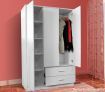 3 Door Wardrobe Storage Cabinet with 2 Drawers - White