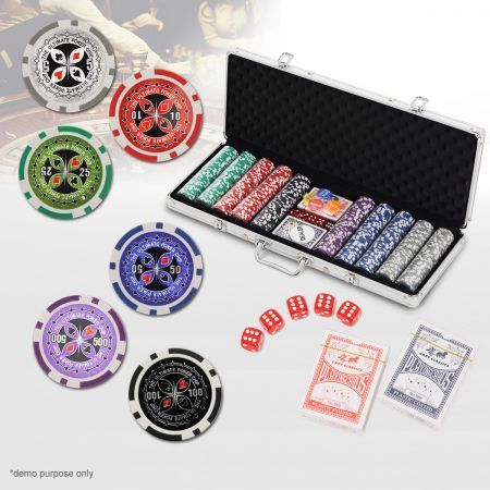 500 chip professional poker game set in aluminium case