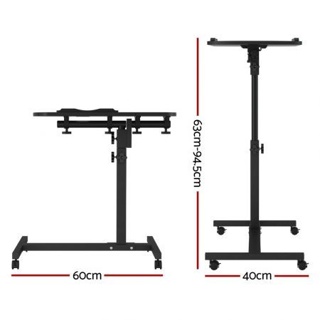 Artiss Laptop Table Desk Adjustable Stand With Fan - Black