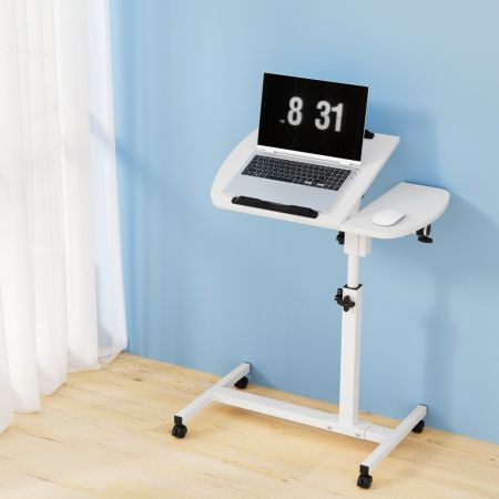 Artiss Laptop Table Desk Adjustable Stand With Fan - White