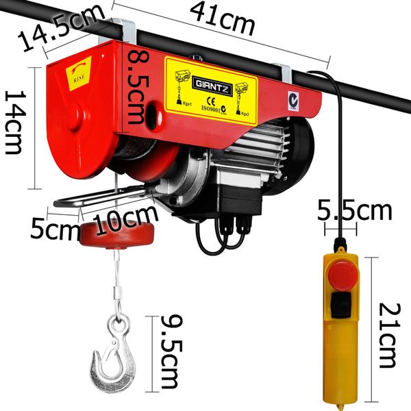 Giantz Electric Hoist Winch 400/800KG Cable 20M Rope Tool Remote Chain Lifting