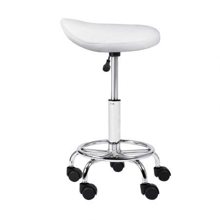 Saddle PU Swivel Salon Stool - White