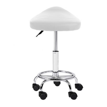 Saddle PU Swivel Salon Stool - White