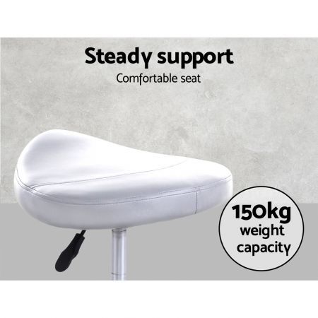 Saddle PU Swivel Salon Stool - White