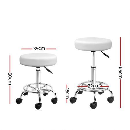 Round PU Swivel Salon Stool - White