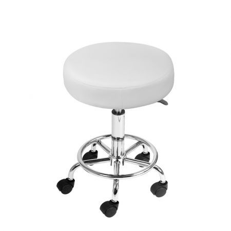 Round PU Swivel Salon Stool - White