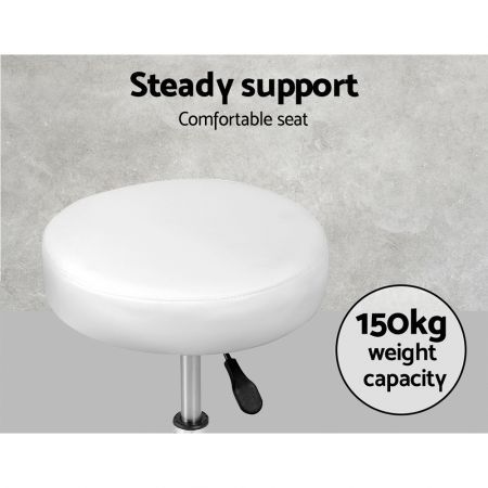 Round PU Swivel Salon Stool - White