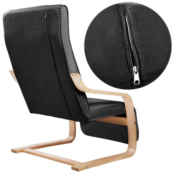 Birch Bentwood Adjustable Lounge Arm Chair with Fabric Cushion - Black