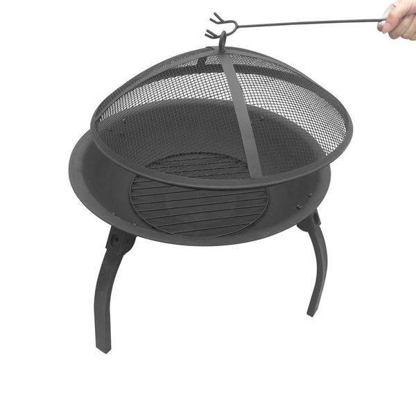 Fire Pit BBQ Charcoal Smoker Portable Outdoor Camping Pits Patio Fireplace 22"