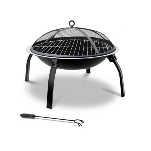 Fire Pit BBQ Charcoal Smoker Portable Outdoor Camping Pits Patio Fireplace 22"