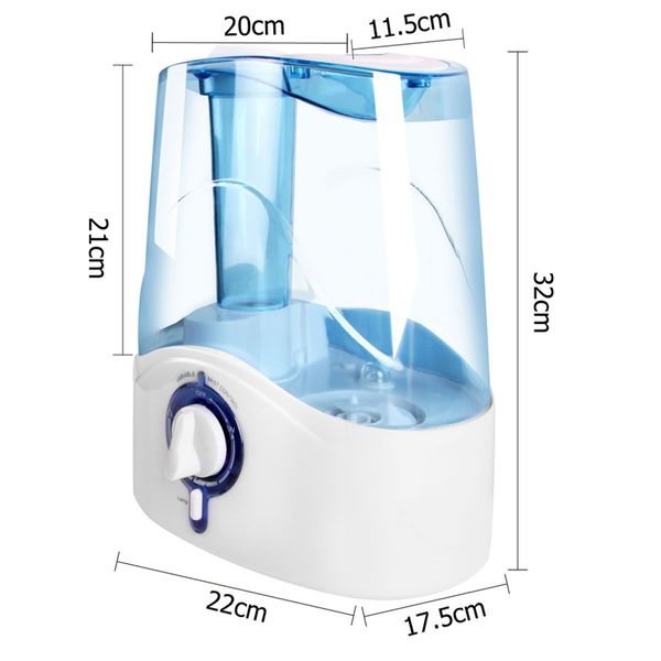 Ultrasonic Cool Mist Air Humidifier 4.5L - White Blue