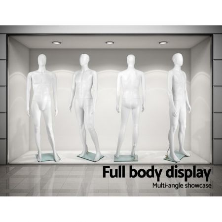 Full Body Male Mannequin Cloth Display Tailor Dressmaker 186cm - White