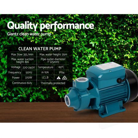 Giantz Peripheral Pump Water Garden Boiler Car Wash Irrigation Electric QB60