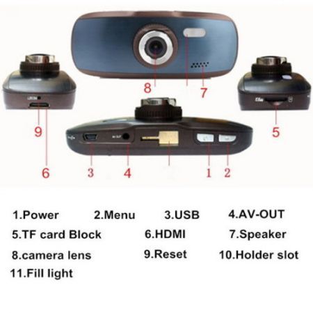 2.7" 1080P HD Car DVR Vehicle Camera Video Recorder Dash Cam G-sensorNight Vision Recorder - Black