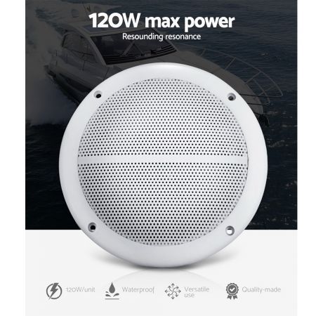 Set of 2 6.5 inch 2-Way Outdoor Boat Waterproof Marine Speaker