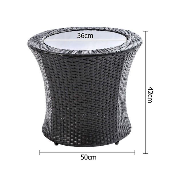 Stackable 4 pcs Black Wicker Rattan 2 Seater Outdoor Furniture Set - Grey