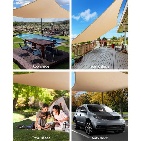 Instahut Waterproof Shade Sail 3x4m Rectangle Sand 95% Shade Cloth