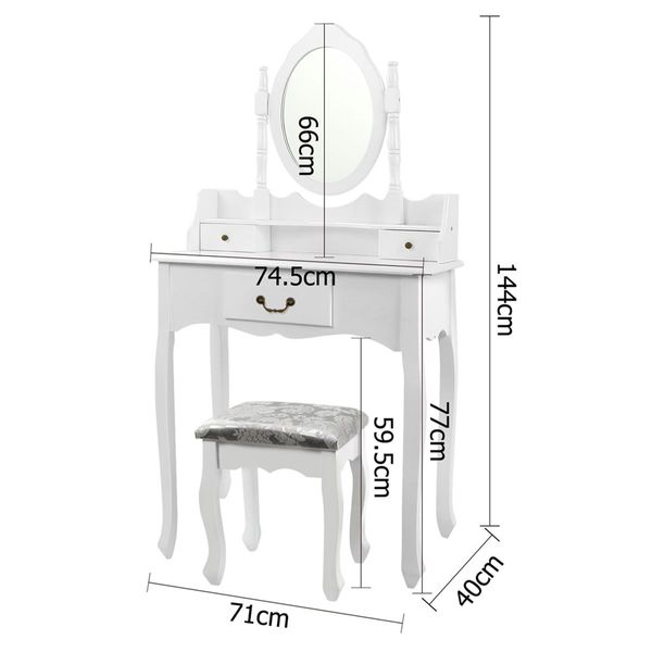 3 Drawer Dressing Table with Mirror - White