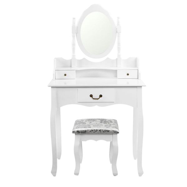 3 Drawer Dressing Table with Mirror - White