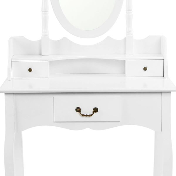 3 Drawer Dressing Table with Mirror - White