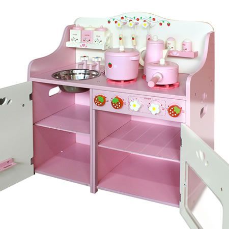 Children Wooden Kitchen Play Set - Pink