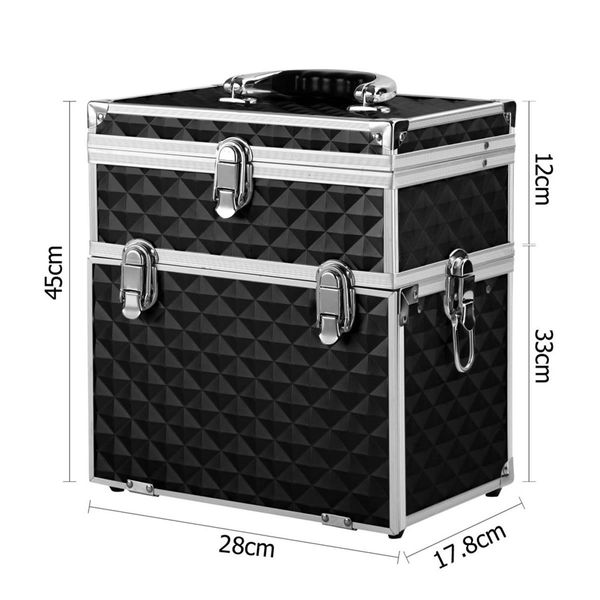 Portable Cosmetic Beauty Makeup Case - Diamond Black