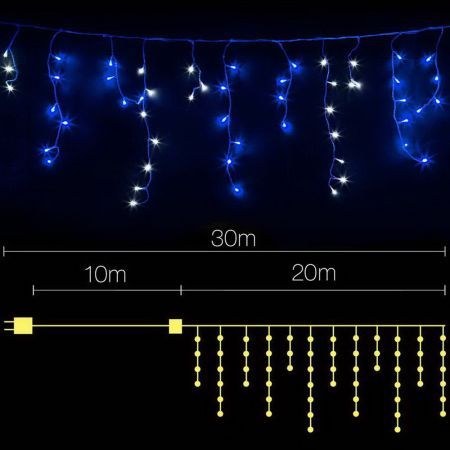 Jingle Jollys Christmas Lights 20M 800 LED Icicle Light Blue White Decorations