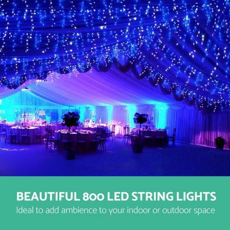 Jingle Jollys Christmas Lights 20M 800 LED Icicle Light Blue White Decorations