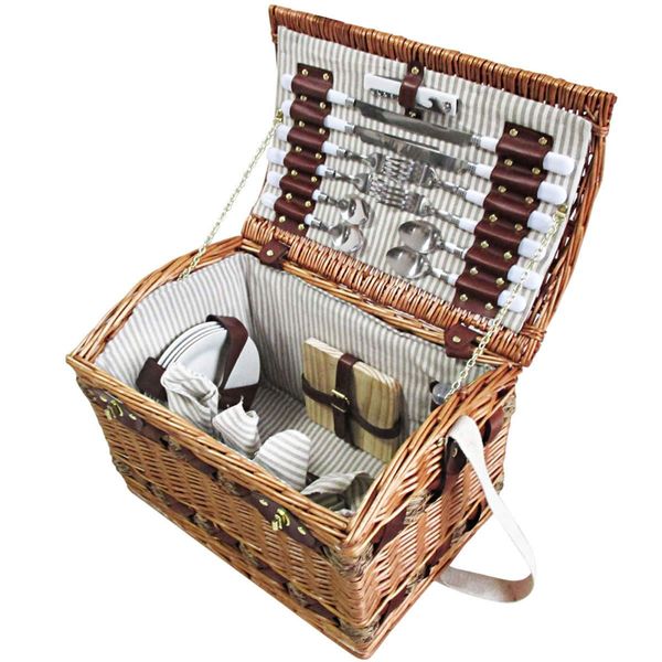 Alfresco 4 Person Picnic Basket Set Storage Blanket