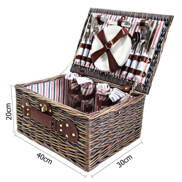 Alfresco 4 Person Picnic Basket Set Insulated Blanket Bag