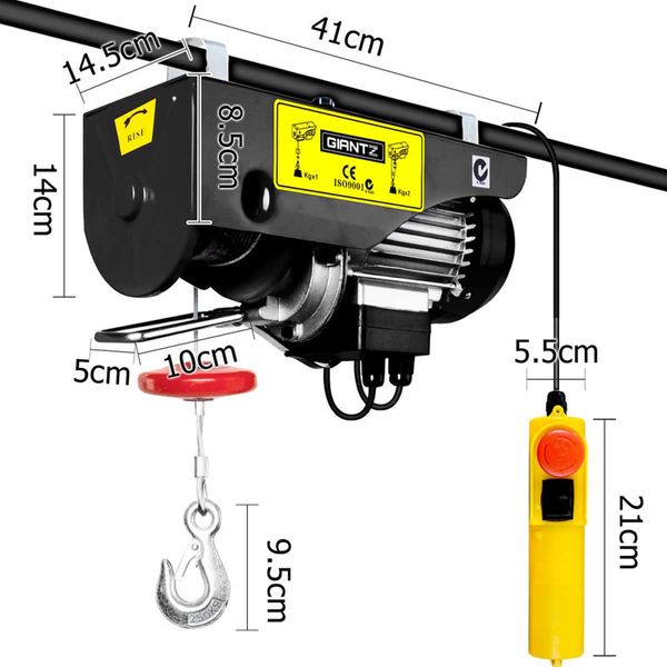 Giantz Electric Hoist Winch 400/800KG Cable 18M Rope Tool Remote Chain Lifting