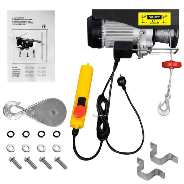 Giantz Electric Hoist Winch 400/800KG Cable 18M Rope Tool Remote Chain Lifting