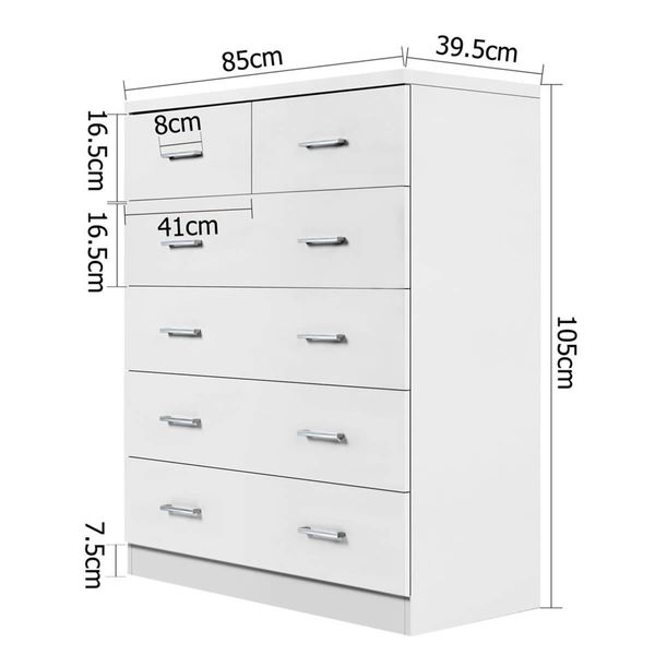 Artiss 6 Chest of Drawers - ANDES White