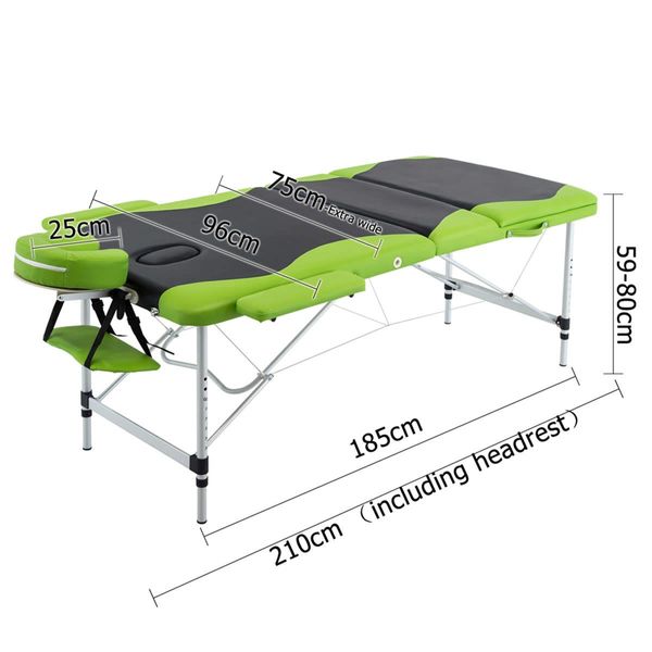 Zenses Massage Table 75cm 3 Fold Aluminium Beauty Bed Portable Therapy