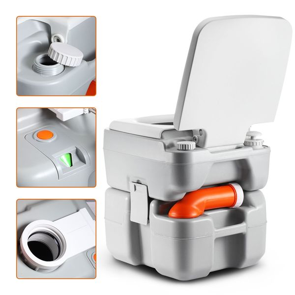 20L Portable Camping Toilet Waste Water Tank Travel RV Boating Outdoor Mobile Flushing Potty