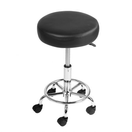 Round PU Swivel Salon Stool - Black