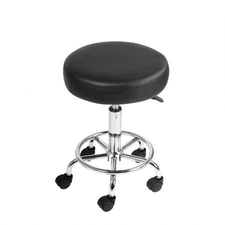 Round PU Swivel Salon Stool - Black