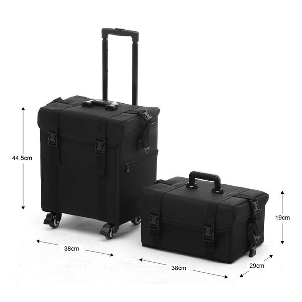 2 In 1 Make Up Case Trolley Professional Rolling Makeup Beauty Cosmetic Nylon