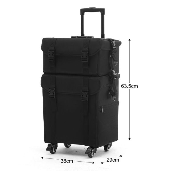 2 In 1 Make Up Case Trolley Professional Rolling Makeup Beauty Cosmetic Nylon