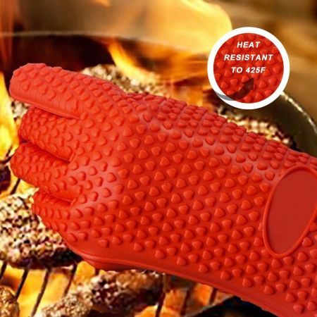 LUD Oven Glove Silicone Mitt Non Slip Heat Resistant