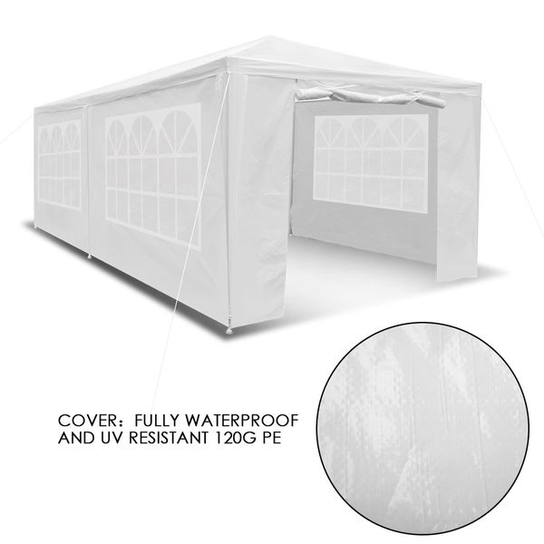 3x6m White Walled Waterproof Outdoor Gazebo